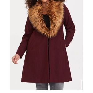 Fur collar coat